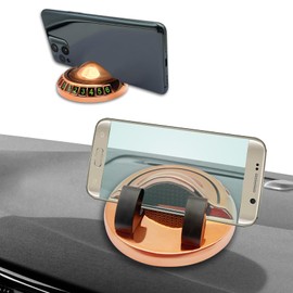 Lyxheth Car Phone Holder, Car Phone Stand, Non-Slip Stable Support Navigation Bracket, Auto Accessories 360 Degree Rotating Navigation Holder with Luminous Parking Number Plate for Cars (Q8 Gold)