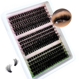 15 Rows Fluffy Cluster Lashes 60D+80D+100D Natural Thick Eyelash Clusters DD Curl Individual Lashes DIY Eyelashes Extension (15Rows60D80D100D)