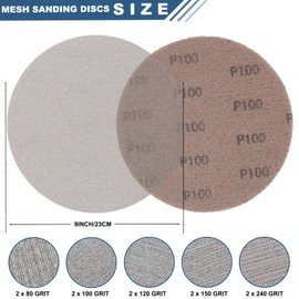 10 Pack 9-Inch Mesh Abrasive Drywall Sanding Discs - 80 100 120 150 and 240 Grit Hook & Loop, Durable Clog-Resistant, Dust-Free Sandpaper for Wood Metal Drywall Sanders