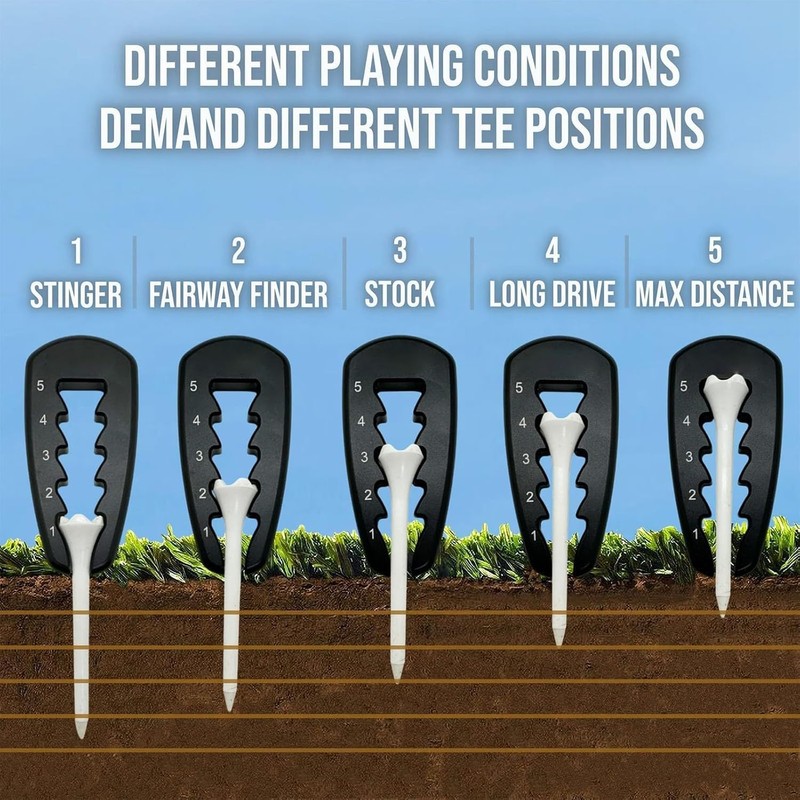 Crovakeu Adjustable Golf Tee Height Tool - Precision Tee Positioning