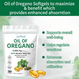 Gwynne Micro Ingredients Oil Of Oregano Softgels 6000mg Per Serving 120 Cpsulas Incorporar Black Seed Oil                                             
