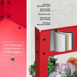 PHI VILLA Raised Garden Bed, Planters for Outdoor Plants with Legs, Planter Box with Wheels for Herb/Vegetables/Flower/Patio,Red