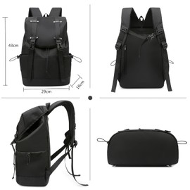 Jemsia Casual Backpack for Men Women,Waterproof Daypack Large Capacity Bag Ladies Rucksack Teens Lightweight Nylon Casual School Daypacks for Travel Campus Shopping,Black