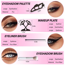 Eye Makeup Aid Eyeshadow Stencil Reusable Eyeshadow Applicator Tool,Your Glam Bestie,Easy to Carry Women's Eyeliner Template Quick Makeup Template Quick Makeup Stencil with Brush