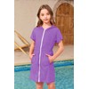BesserBay Girls Full Zip Bathrobe Purple Terry Hooded Cover Up