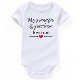 AIZFFZY My Grandpa Grandma Loves Me Baby Clothes I Love Grandma Baby Clothes Grandma Gifts Baby Bodysuits Gifts, Grandpa&grandma White, 9-12 Months