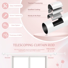 Hei! Dear Curtain Rods 2 Pack,White Curtain Rod,Curtain Rods for Windows 18 to 45 Inch,5/8 Inch Bedroom Curtain Rods,Adjustable Small Curtain Rod,Window Curtain Rod,Telescoping Splicing Drapery Rods