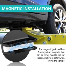 Chelhead Black Magnetic Floor Jack Pad, 2 Pack Aluminum Grooved Floor Jacking Pinch Weld Adapter with Slotted, Universal Magnetic Car Jack Pad Frame Rail Protector Suitable for Most Vehicles