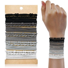 KANPRINCESS 20PCS Boho Hair Ties Bracelet, Hair Ties for Women Girls, Elastic Hair Ties No Damage Cute Hair Bands for Thick or Thin Hair and Pony Tails Hair Accessories With All Day Hold