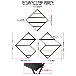 EBANKU Metal Wall Mounted Nail Polish Storage Racks, Black Display Rack Cosmetic Display Case Lipstick Wall Shelf Essential Oil Organizer for Nail Polish Bottles Spa Nail Salon (Irregular Rhomboid)