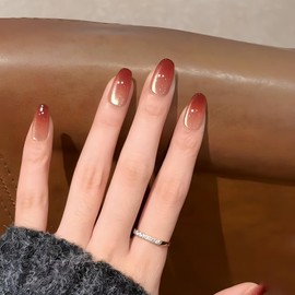 [ALLEVG]ネイルチップ 30枚入マグネットタイプ ミディアム アッサムオムブレキャットアイ付け爪 シンプル 春夏 人気 和風 かわいい シンプル おしゃれ