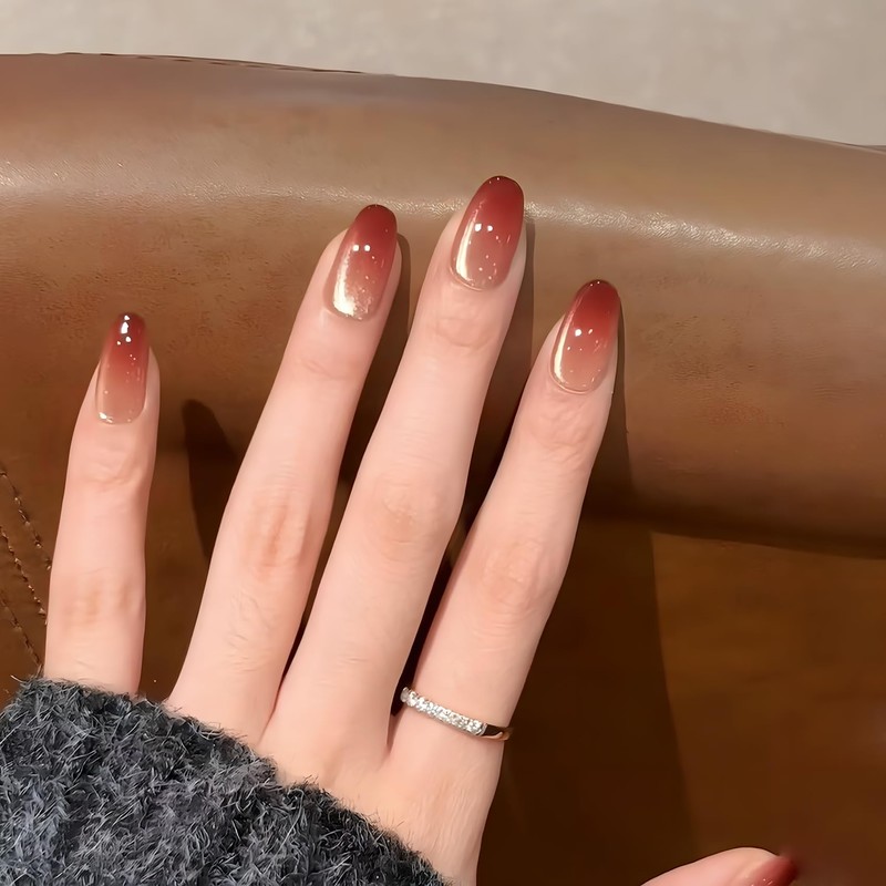 [ALLEVG]ネイルチップ 30枚入マグネットタイプ ミディアム アッサムオムブレキャットアイ付け爪 シンプル 春夏 人気 和風 かわいい シンプル