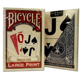 Bicycle Large Print Bridge Playing Cards 2 Decks -(1) Red, (1) Blue