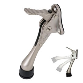 Kickdown One Touch Door Stopper 4 inch - Durable Heavy-Duty Design with Anti-Slip Door Holder Door Stop (S.Nickel, Stopper x 1pack)