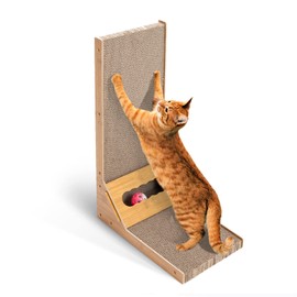 Docal Cat Scratcher Pad, L Shape Cat Scratching Board Cardboard Cat Scratcher for Indoor Large Cats Kitten Vertical Cat Scratch Pad Board Easy for Cats to Scratch, Protect Your Furniture
