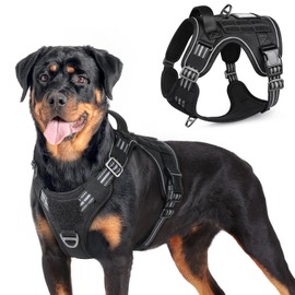 rabbitgoo Tactical Dog Harness for Large Dogs, No Pull Military Service Vest with Handle & Molle, Easy Control for Training Walking, Adjustable Reflective Straps, Black, L