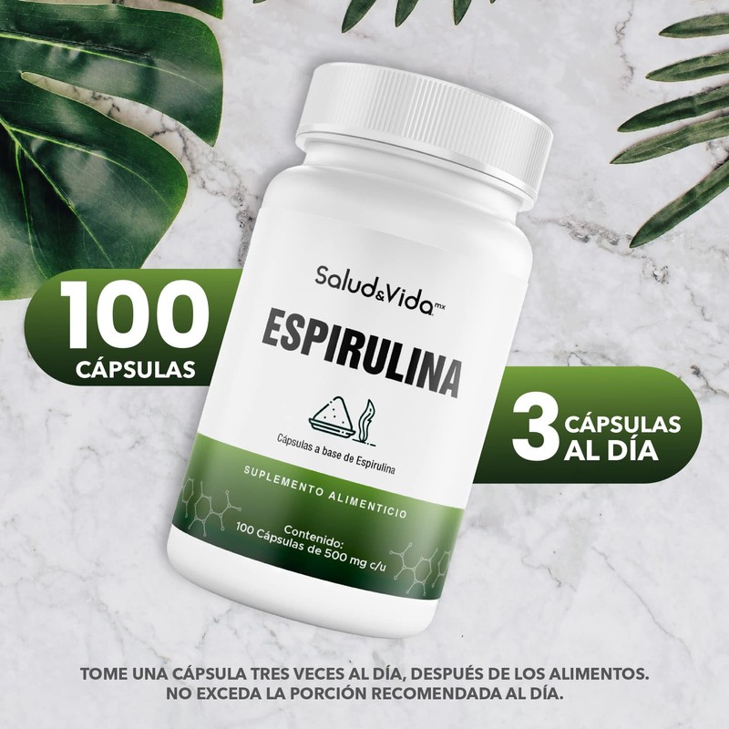 Salud & Vida MX - Suplemento de Espirulina 500mg- 100
