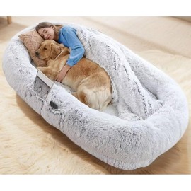 Human Dog Bed 71''x45''x14'' Fits You and Pets Washable Faux Fur Dog Bed for People Doze Off Napping Orthopedic Dog Bed Canine Home