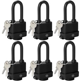 HOX 6-Pack Weather Resistant Padlocks – 40mm Laminated Steel, Chrome Plated with 2-inch Shackle, Vinyl Wrapped, Hardened Steel for Extra Security