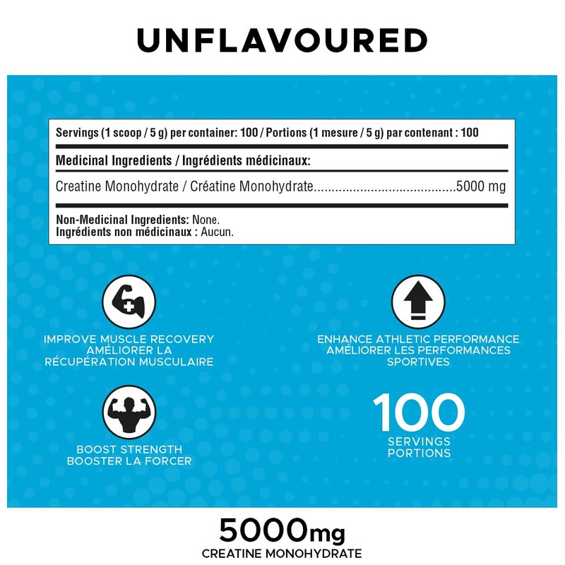 Revolution Nutrition Creatine Monohydrate 500g, Pure unflavoured, Increases Muscle Performance,