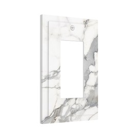 Ukutarly White Gray Marble Decorative Electrical 1 Gang Single Rocker Outlet Covers Wall Plate Farmhouse Light Switch Cover Faceplate White Grey Wallplate For Kitchen Home Office Room