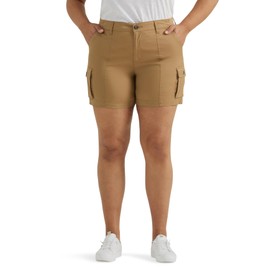 Lee Women's Size Ultra Lux Comfort with Flex-to-Go Cargo Short, Settler Tan, 14 Plus