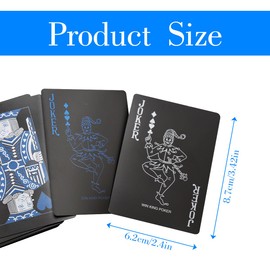 GLADFRESIT Cool Black Plastic Playing Cards Wear-Resistant Durable PVC Waterproof 54 Professional Pokers for Family Gatherings and Drinking Games