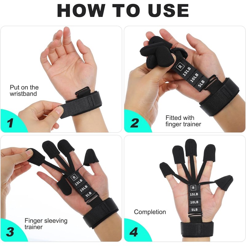 Pack of 2 Finger Extensors - 6 Level Hand Gripper,