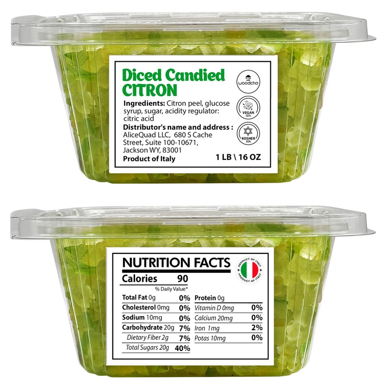 Diced Candied Citron, Glazed Citron Peel For Baking, Candied Fruit