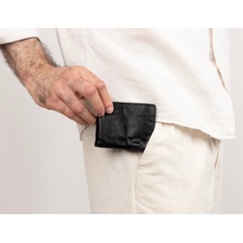 Gusti Ethar Leather Wallet Men's Vintage Black Leather, black, Retro