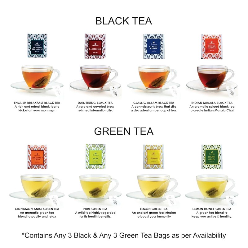 Octavius, Assorted Tea Sampler Gift Set (6 Flavors, 100 Tea