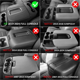 DEYTOP Center Console Cover for Silverado & Sierra 2019-2024 Accessories Console Armrest Cover for Yukon & Tahoe 2021-2024 Accessories (Black with Black Stitches, 19-24 Full Floor Console)