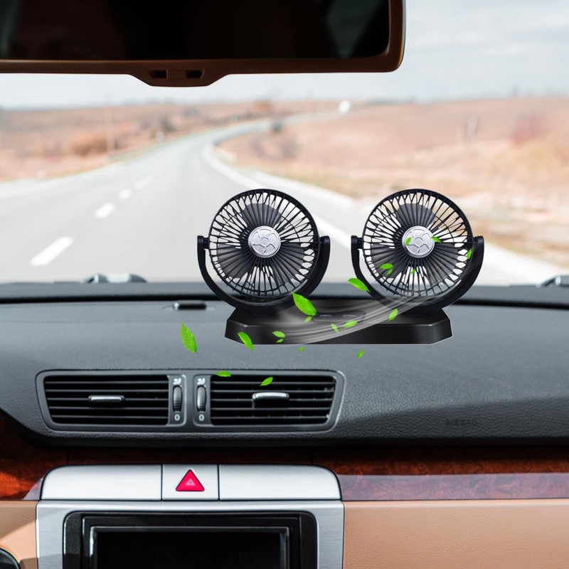 Electric Fan for Car | Double Head Car USB Fan