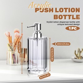 Diakey Acrylic Hand Soap Dispenser, Crystal Clear Modern Liquid Soap Dispenser Bathroom and Kitchen, Thick Refillable Hand Wash Lotion Bottle with Silver Pump, 1 Pack