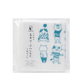 NEKONOBA Fluffy 8-ply Gauze Handkerchief, Set of 2, Funny Cats