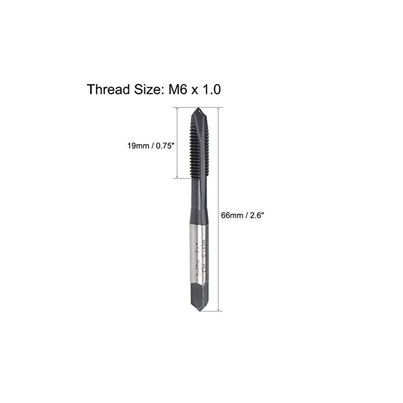 uxcell M6 x 1.0 Spiral Point Threading Tap, H2 Tolerance