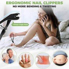 Toenail Clippers for Thick Toenails for Seniors, Angled Head Large Toe Nail Clippers for Men, Heavy Duty Nail Clippers with Wide Jaw Opening, Fingernail Clipper Nail Cutter with Long Handle