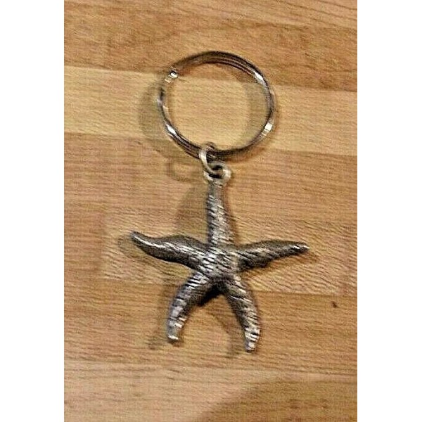 STAR FISH - MLD Pewter Keychain 1 1/2" LONG #67