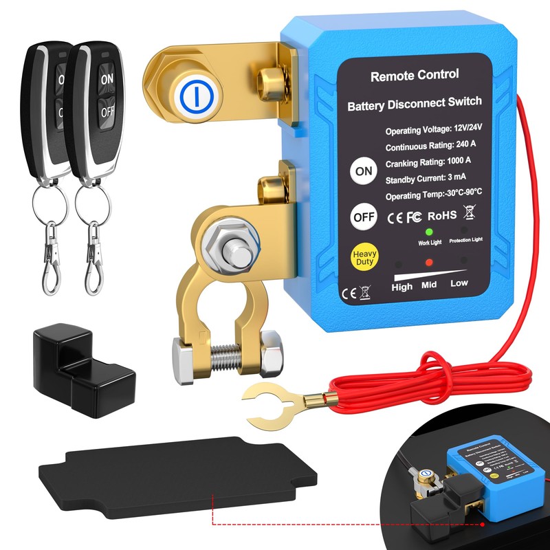 RVBOATPAT Kill Switch 12V 240A Remote Battery Disconnect Switch Automatic