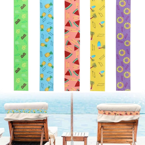 Solihigh 5Pcs Beach Towel Bands for Sun Loungers, Elastic Windproof