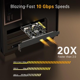 10Gbps PCIE USB C 3.2 Gen 2 Card, 2-Port PCle to USB C Expansion Card, PCI Expree 3.0 x4 Adapter for Desktop PC, SSD Enclosures, Workstations, File Backup, Data only