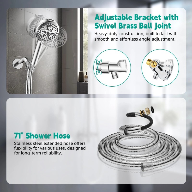 Hibbent High Pressure Shower Head with Handheld 10 Settings Spray