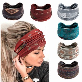 Fashion Headbands for Women's Hair Head Scarfs Hairband Turban Flower Cotton Headbands Wide Yoga Sport Headband Head Wrap (P6WBoRed)