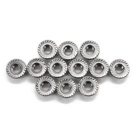 DIN 6923 A2 M 12 - Hex Nuts with Flange and Locking Toothing, Pack of 5