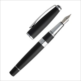 CERRUTTI Cerruti NSR9902A 1881 Bicolore Black Brass Fountain Pen in Black/Silver Font Colour Blue Length: 13.5 cm