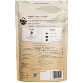 Earth's Basket Organic Turmeric Powder - 100% Pure Curcuma Longa, Curcumin Content, Certified Organic & Vegan - 100g for Cooking, Smoothies & Wellness