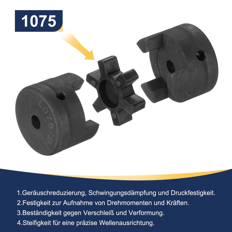 sourcing map 3/8" L075 Flexible 3-Piece L-Jaw Coupling Coupler Set