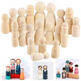 Pack of 50 Unfinished Wooden Figures Dolls, Peg Dolls, Wooden Family Figures, Raw Wood Figure Cone Toy Figures, Wood, DIY Natural Crafts, Wood for Birthday, Wedding, Decoration, Painting, Crafts