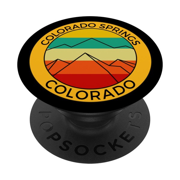 Retro Sunset Mountains Colorado Springs Souvenir Reunion PopSockets Swappable PopGrip