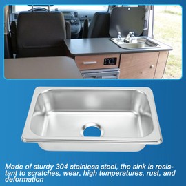 Diydeg 304 Stainless Steel Bar Sink, 10.43x6.38x2.56in Drop-in Undermount RV Sink with 1.6in Sewer Outlet, Rectangular, Single Bowl